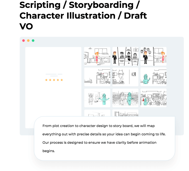 Scripting / Storyboarding / Character Illustration / Draft VO