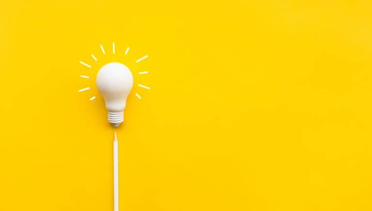 Decorative: White Light Bulb on Yellow