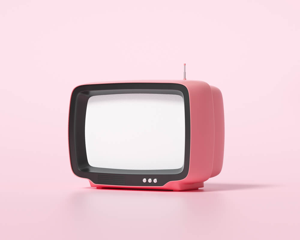3d,Pink,Retro,Television,On,Pink,Background,,Vintage,Old,Tv