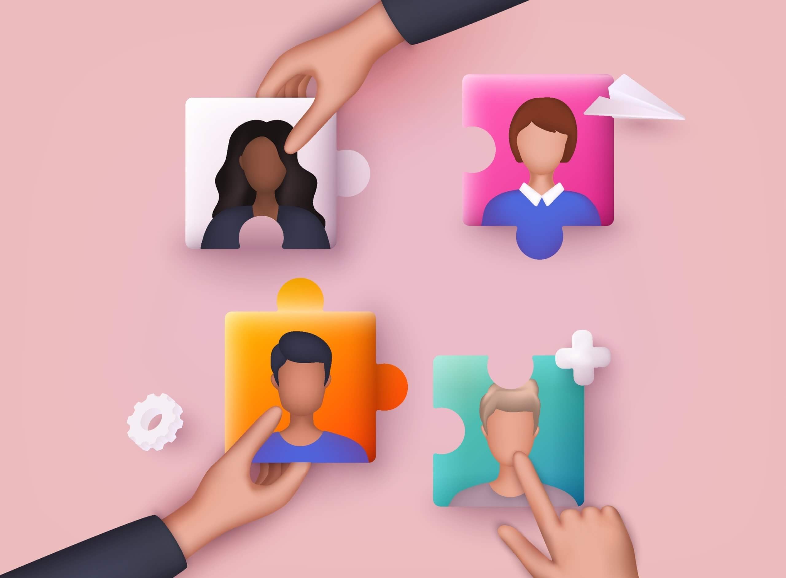 Business,Concept.,Team,Metaphor.,People,Connecting,Puzzle,Elements.,3d,Vector